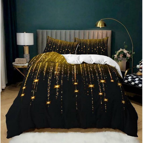 Bright Starry Sky Quilt Duvet Cover Set Bedding Doona Cover Bed Linen Soft3-Piece Bedding Set
