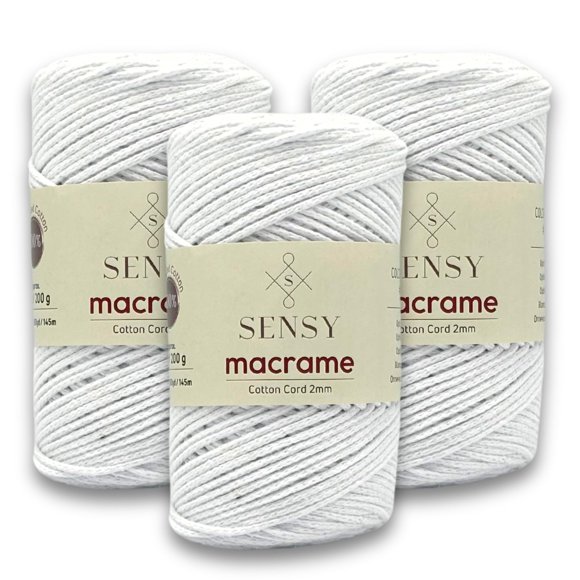 Hilo S SENSY 2 mm 145 m Algodón Reciclado Pack de 3 - Blanco