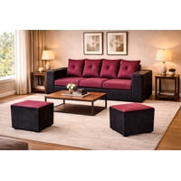 Genérico - Sofa Julietta 2Puff Negro Burdeo