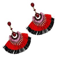 Magideal - 2 Piezas De Pendientes Colgantes Con Borlas, Elegantes Pendientes De Diamantes De Imitación Para Mujeres Y Niñas Rojo