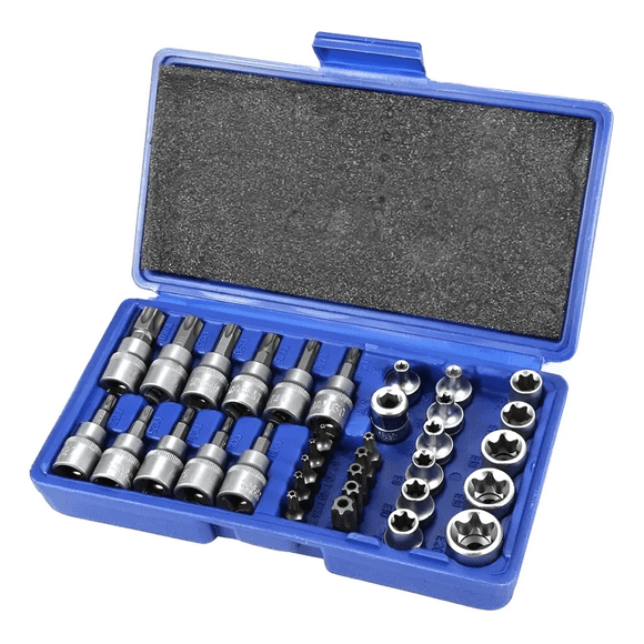 Juego Dados Torx Estrella 3/8 Hembra Macho 34 Pcs Crownman Tecnopro