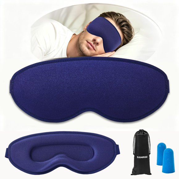 Máscara de sueño SANREE 3D contorneada transpirable azul