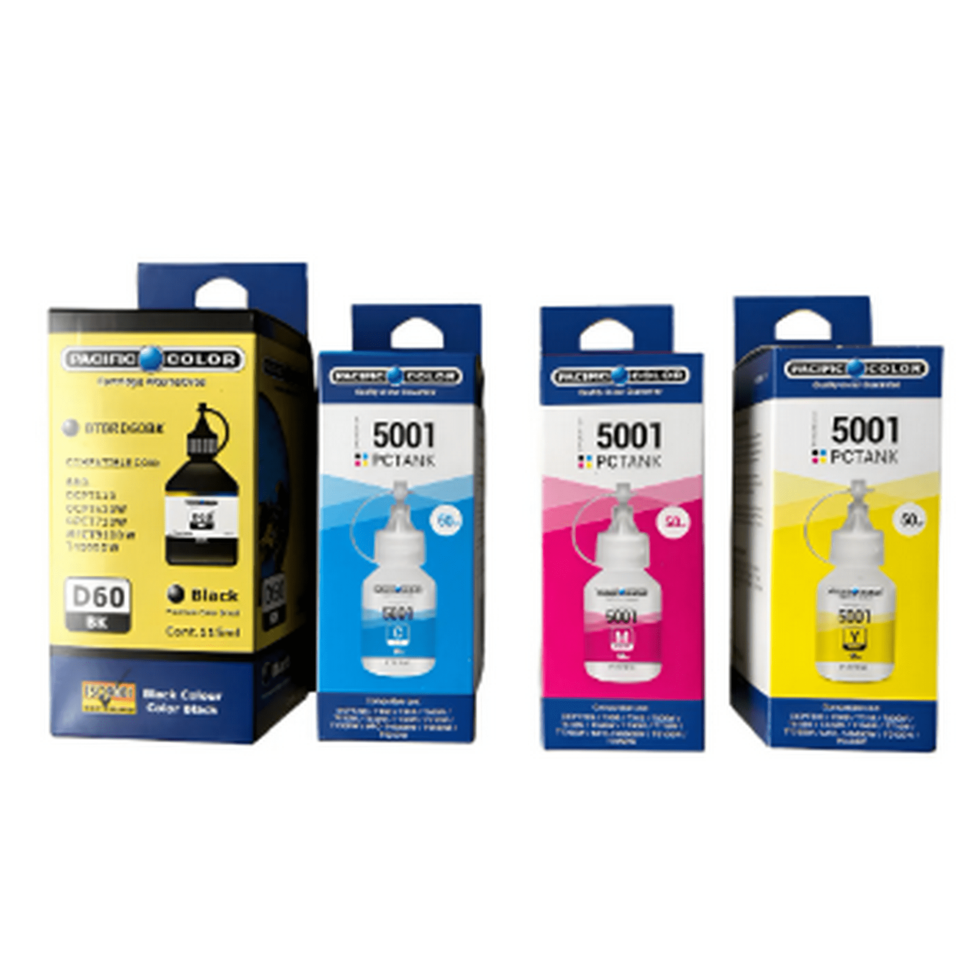 Pacific Color - Pack Tinta Alternativa Btd60 Bk Bt5001 C Y M Dcp Mfc Negro Cyan Magenta Yello