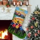 thumbnail image 1 of The Wiggles Tema: Calcetines de Navidad, fino lino blanco para colgar en escaleras y chimenea, decoración navideña para el hogar, regalo de Navidad. 45cm × 32cm, 1 of 5