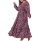thumbnail image 4 of Agnes Orinda Vestido Largo Maxi de Lunares para Mujer Talla Grande de Escuela Colegio con Mangas de Linterna y Dobladillo con Volantes Flowy Boho 3X Rojo Oscuro, 4 of 6