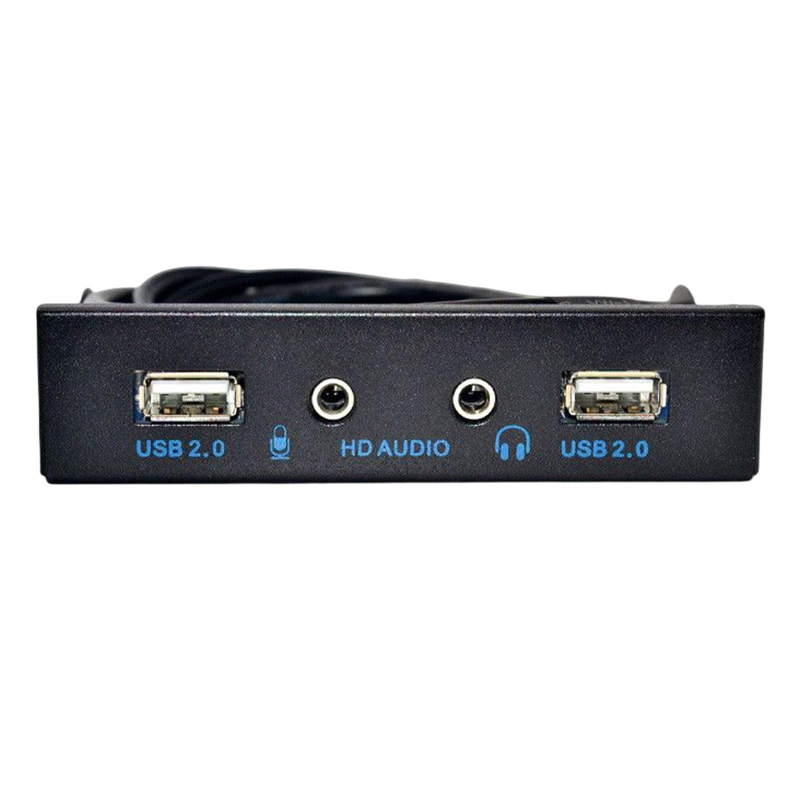 Bothyi - 3.5inch 9pin A Usb 2.0 Hub Panel Frontal 2 Puertos Usb 2.0 Interfaz De Micrófono Para Pc Negro