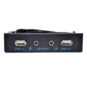 Bothyi - 3.5Inch 9Pin A Usb 2.0 Hub Panel Frontal 2 Puertos Usb 2.0 Interfaz De Micrófono Para Pc Negro