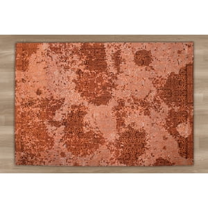 Decoghar - Alfombra Sintetica Deco Jacquard C/Antideslizante Naranja Diseño Vintage 1,5X2,4 Mts