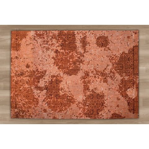 Decoghar - Alfombra Sintetica Deco Jacquard C/Antideslizante Naranja Diseño Vintage 1,5X2,4 Mts