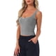 thumbnail image 4 of INSPIRE CHIC Camiseta de Mujer de Jersey con Encaje de Punto Acanalado en la Espalda en Forma de U, Tops de Pijama Suaves sin Mangas, Cami de Ropa de Descanso para Dormir M Gris, 4 of 6
