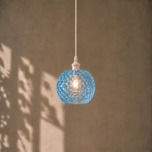 Lámpara Colgante de Techo SLVJE Holo Lamp E27 Impresa en 3D Celeste + Ampolleta