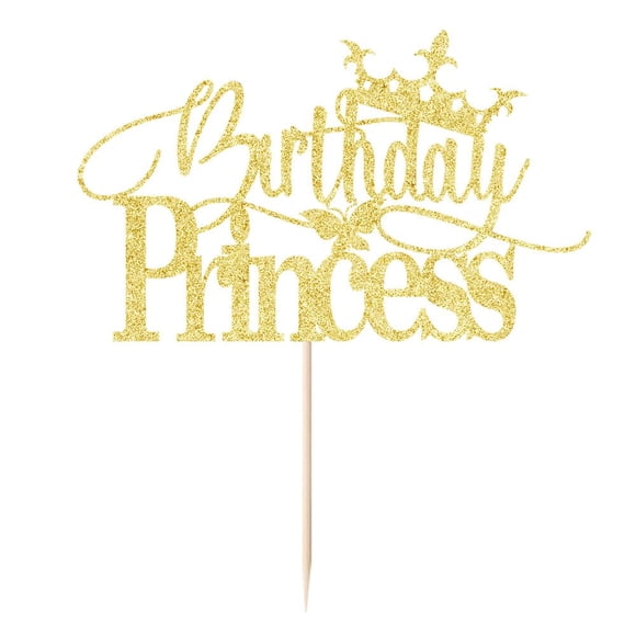 Cake Topper Dockska con purpurina dorada para cumpleaños de princesa y niña