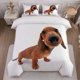 thumbnail image 1 of Dachshund Puppy Print Duvet Cover Set Themed Bedding Three-Piece Set, 1 of 5