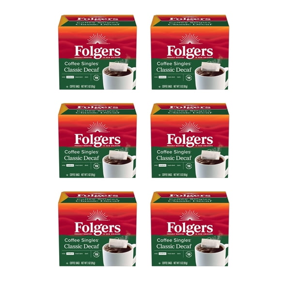 Café Folgers Coffee Singles, café medio tostado, descafeinado, 114 unidades
