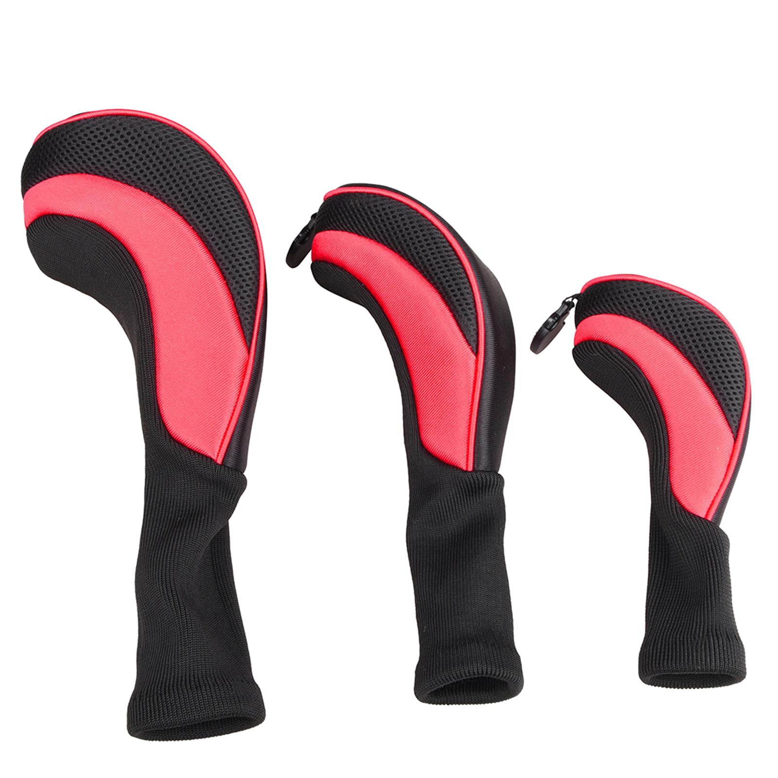 Ioensy - Juego De 3 Unidades De Fundas Para Cabeza De Palo De Golf, Juego De Fundas Para Cabeza De Palo De Golf, Malla De Cuello Largo, Color Rojo