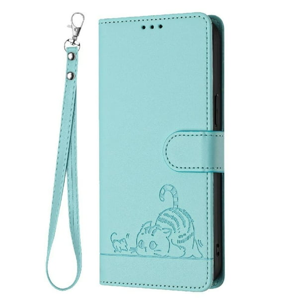 Funda tipo cartera FOXDOCK para Google pixel 8A con soporte, ranuras, RFID, diseño de gato