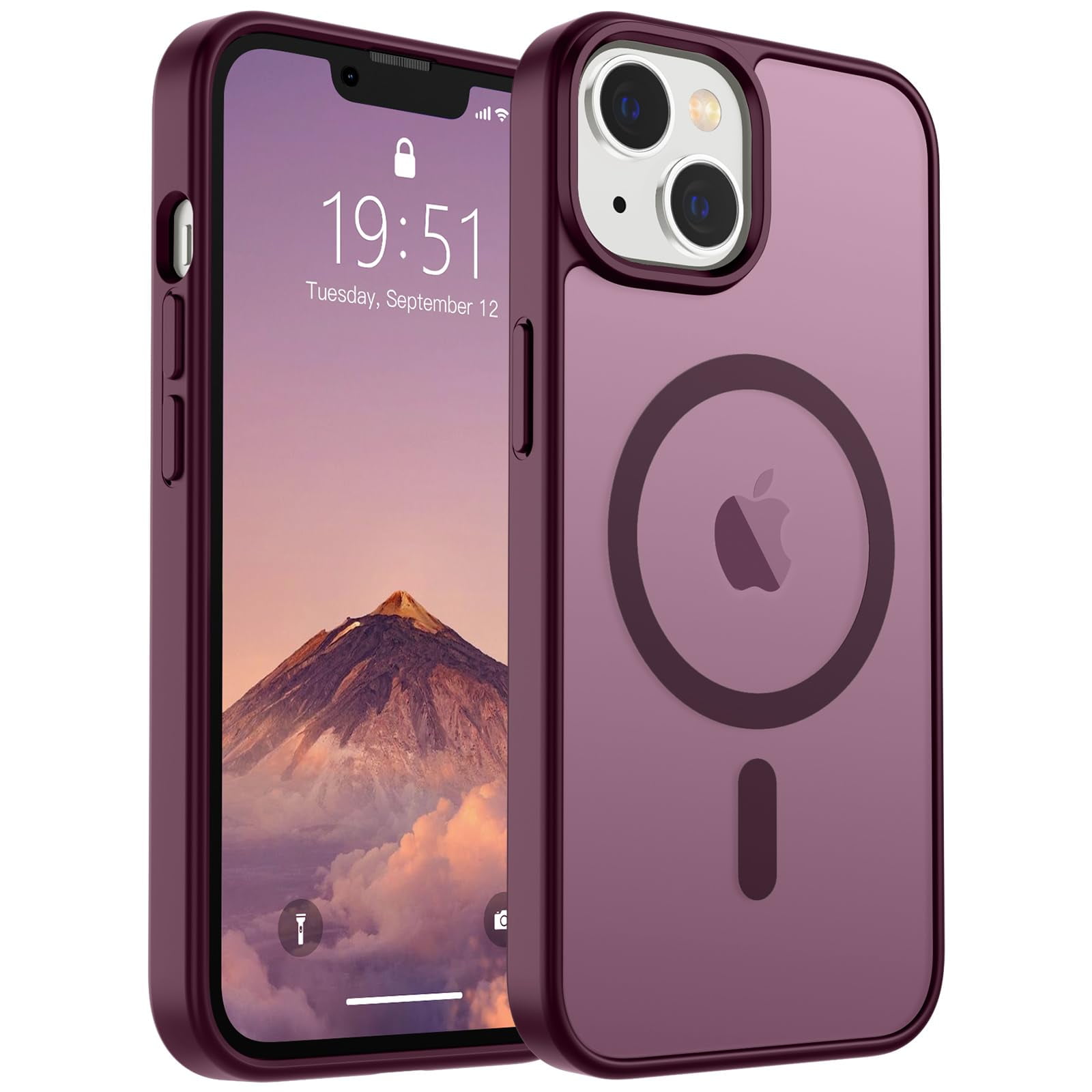 Funda Magnética Supfine Para Iphone 14/13, Color Rojo Vino