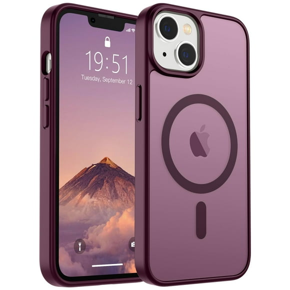 Funda magnética SUPFINE para iPhone 14/13, color rojo vino