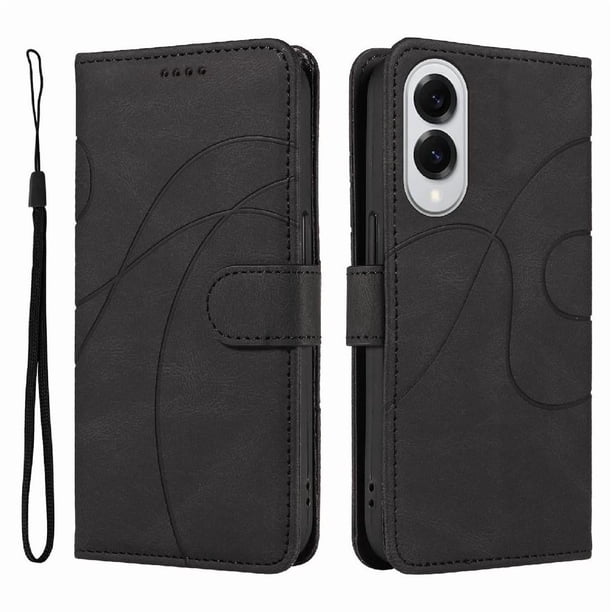 Funda tipo cartera con tapa para Samsung Galaxy S25 Edge con tarjetero, soporte y cubierta magnética Negro