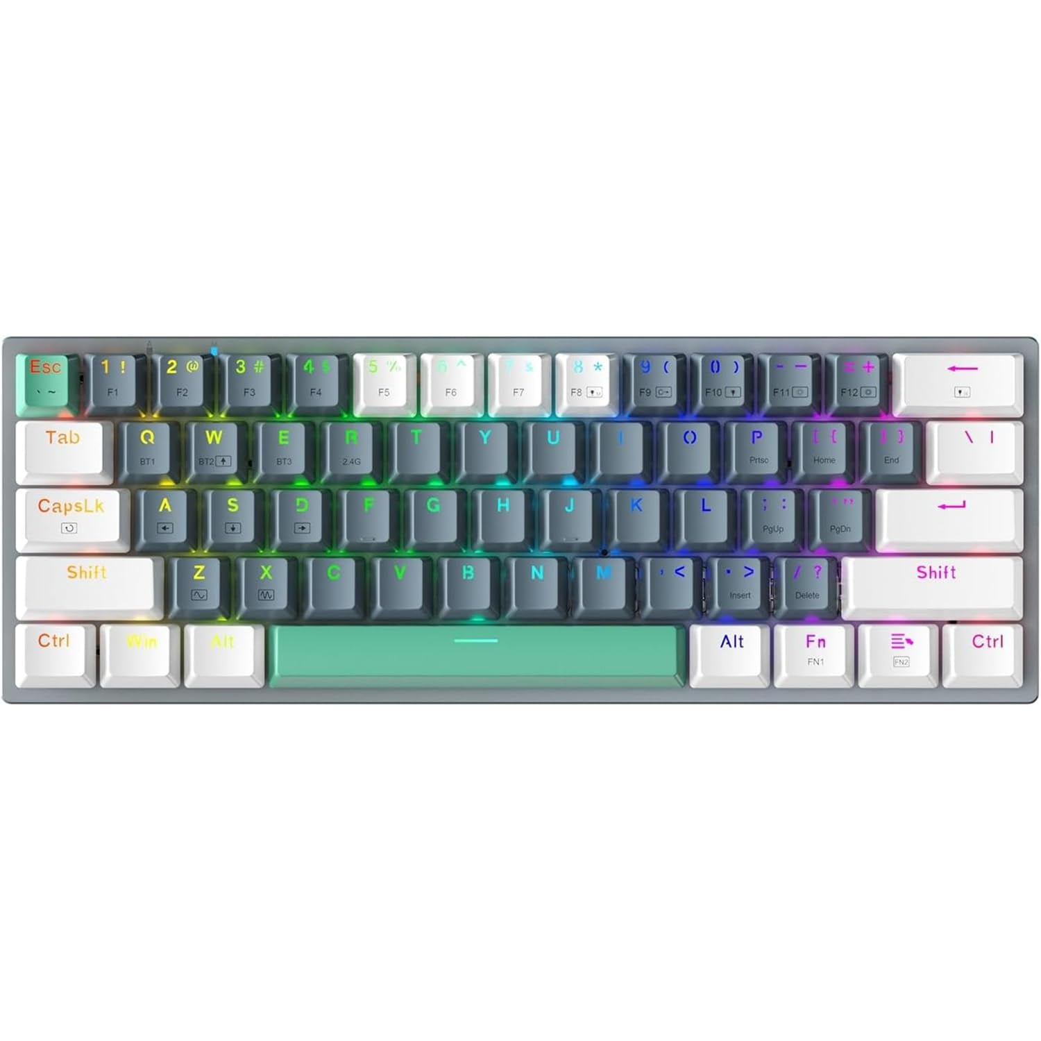 Teclado Machenike K500a-b61w, Interruptor Rgb Marrón, 60% Inalámbrico