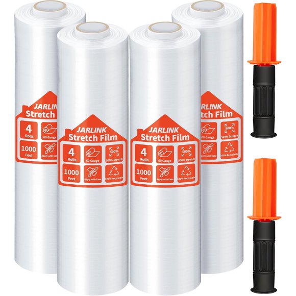 JARLINK Stretch Film, 15 x 1000 Shrink Pallet Wrap With Handles