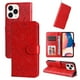 thumbnail image 1 of Funda tipo cartera FOXDOCK para iPhone 14 Pro Max , diseño girasol en relieve, cuero PU, cierre magnético, soporte y tarjetero, 1 of 5