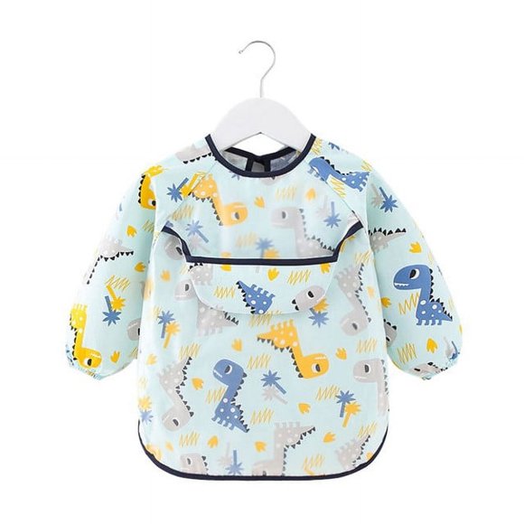 Delantal Babero Manga Larga Impermeable para Niños Verde