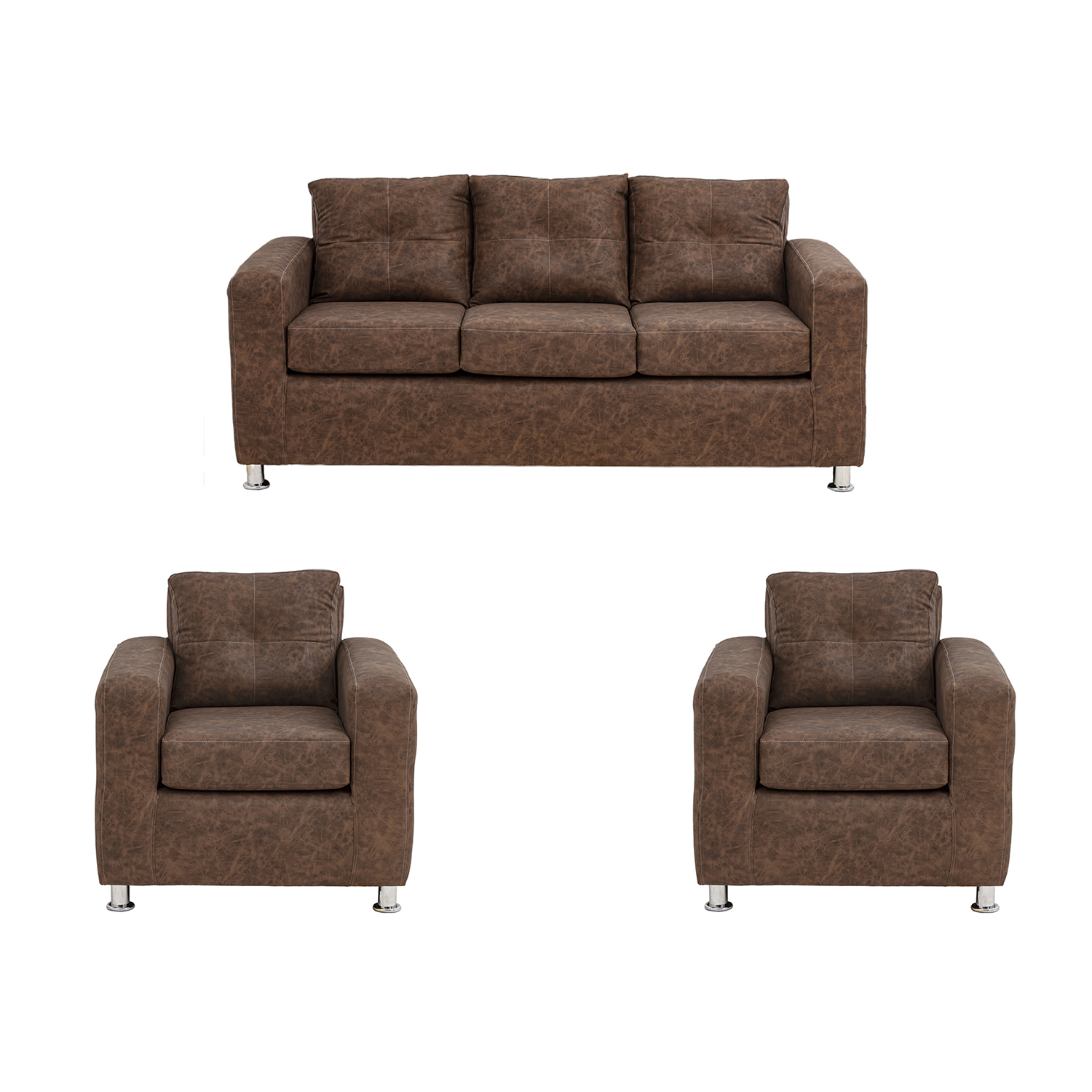 Muebles América - Living George 311 Cuero Auris Café