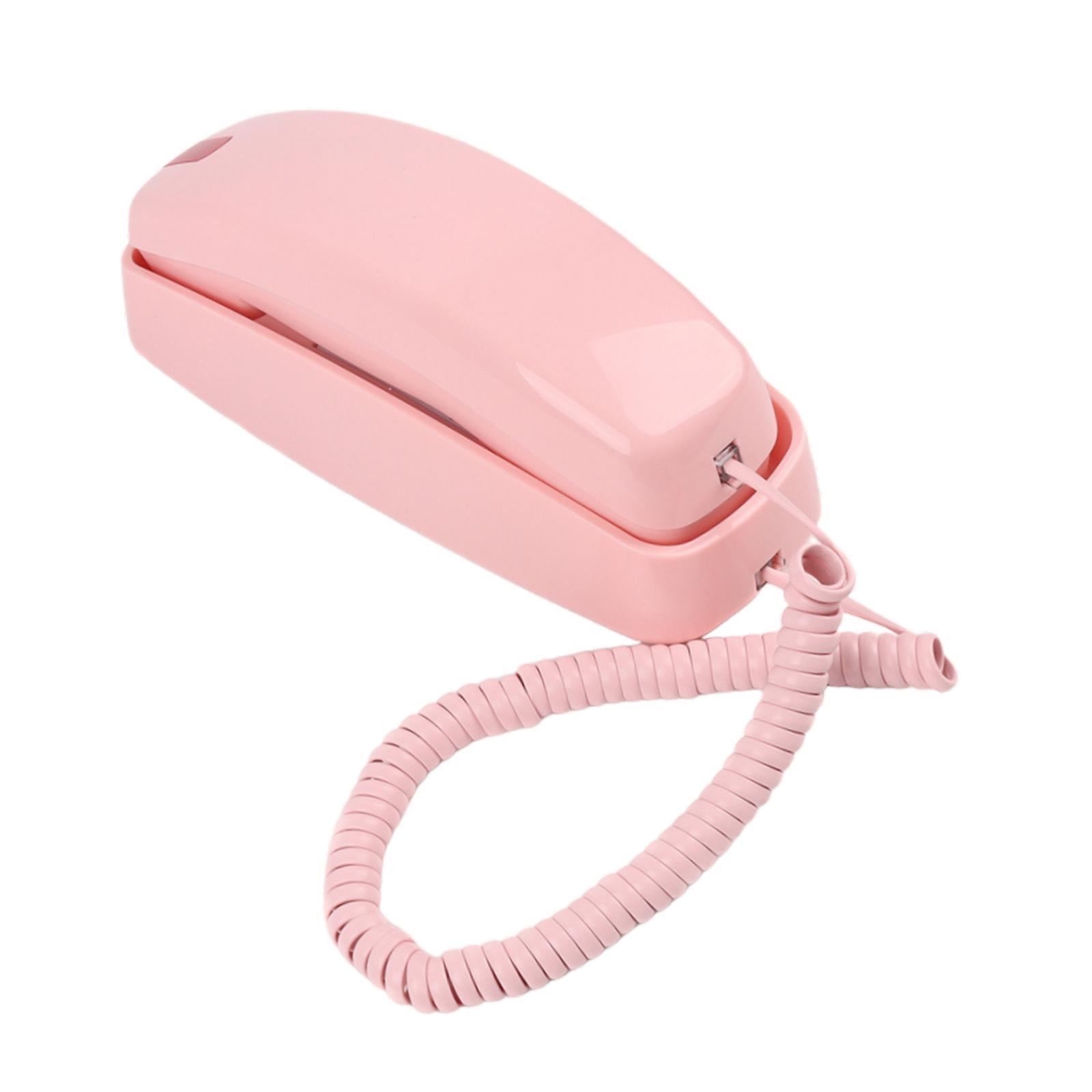 Magideal - Teléfono De Pared, Teléfono Fijo, Volumen Ajustable, Botones , Teléfono Fijo Con Cable, Teléfono De Pared Para Negocios, Garaje, Escuela, Sala Rosa