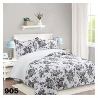 Genérico - Cubrecama Sherpa King - Blanco Hojas Grises M905