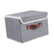 thumbnail image 4 of Contenedor De Almacenamiento Con Tapa, Caja De Almacenamiento Con Asa De Cuero Para Mantas, Pantalones, Hogar, Gris, 4 of 5