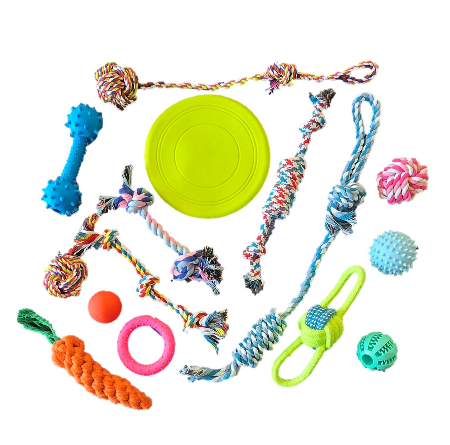 Genérico - Set 15 Juguetes Mascotas Perro Pelota Dental, Cuerdas, Nudos