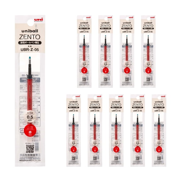 Cartuchos de Tinta Mitsubishi Uniball ZENTO UBR-Z-05 Rojo 0.5 mm Paquete de 10