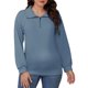 thumbnail image 1 of Camiseta de lactancia para mujeres con cremallera, embarazo, manga larga, sudadera para amamantar, L azul, 1 of 6
