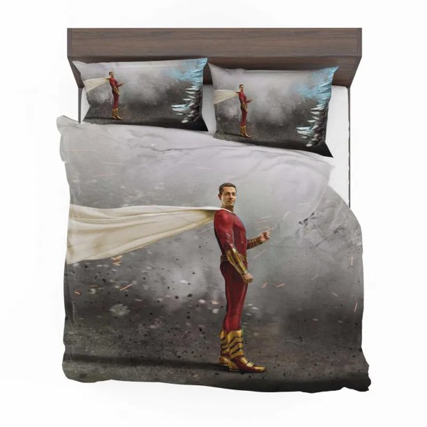 Shazam Fury of the Gods DC Quilt Duvet Cover Set Double Queen Pillowcase 3-Piece Bedding Set