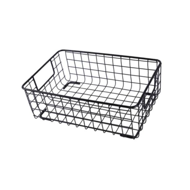 Cesta de almacenamiento de alambre con asas, cesta portátil compacta de hierro retro para escritorio, para oficina, lavandería, guardería, cosméticos, S