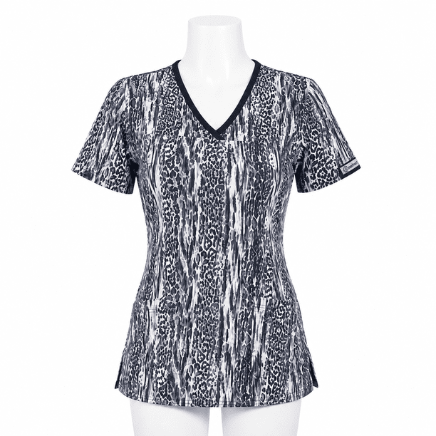 Delantal Mujer tela elasticada estampada. Gris - Art. 2328