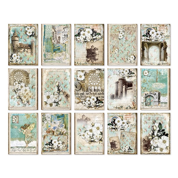30pcs Vintage Flower Character Handmade Paper for Scrapbooking and Crafts