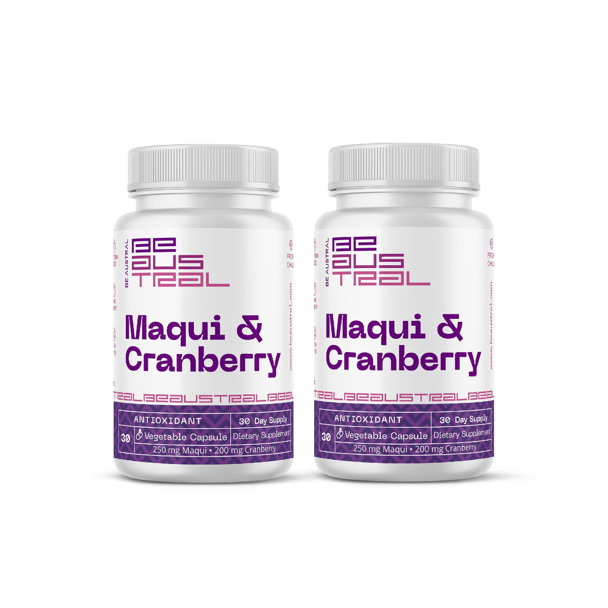 Maqui Cranberry Antioxidante Suplemento Vegano 60 Cápsulas Be Austral