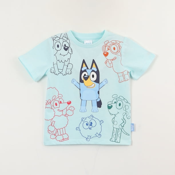 Polera Manga Corta Niño Celeste Friends Bluey