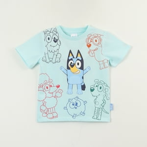 Polera Manga Corta Niño Celeste Friends Bluey