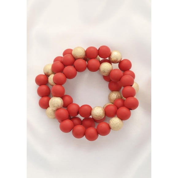 Pulsera CC Clothing De Cuentas De Madera Y Metal Rosa