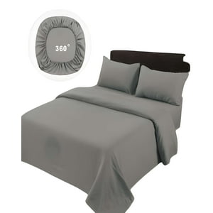 Genérico - Juego De Sabanas De 500 Hilos 2 Plazas Gris