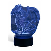 Lampara Ilusion 3D Dragón Ii De 7 Colores, Base Touch