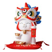 Magideal - Adornos Creativos De Gato De La , Esculturas De Estatua, Soportes De Fortuna, , Colección Fengshui, Decoración, De Exhibición , Blanco