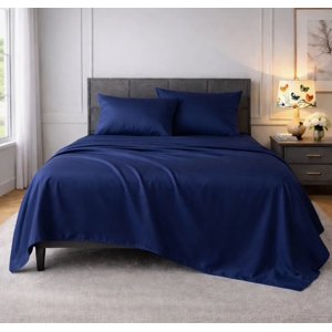 Riqui - Juego De Sabanas Lisas Azul Oscuro