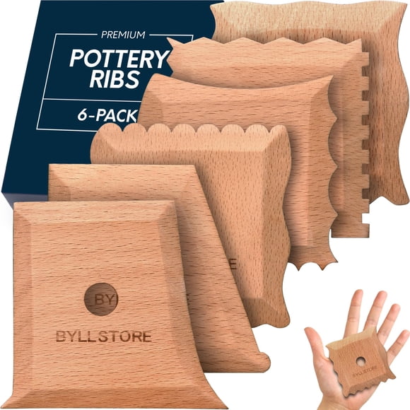 Costillas para cerámica Byllstore – Pack de 6 herramientas de madera de haya