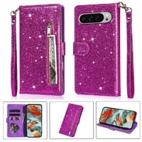 Funda Para Foxdock Elegante Funda Google Pixel 9 Pro Xl Glitter Con Cremallera-Ideal Para El Uso Diario