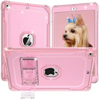 Funda Zonefoker Para Ipad De 9.ª Generación, Transparente, Purpurina Con Soporte, Color Rosa