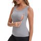 thumbnail image 4 of INSPIRE CHIC Camiseta de Tirantes Anchos con Cremalleras para Lactancia de Mujer Ajuste Relajado Cuello en U Largo Chaleco Postparto L Gris Claro, 4 of 6